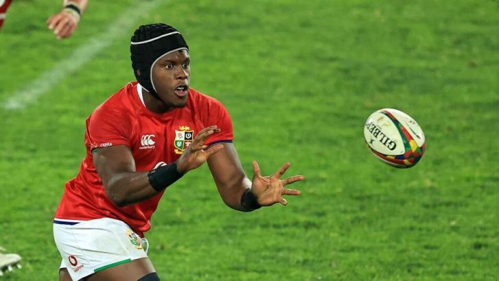 Maro Itoje playing for the British and Irish Lions against South Africa